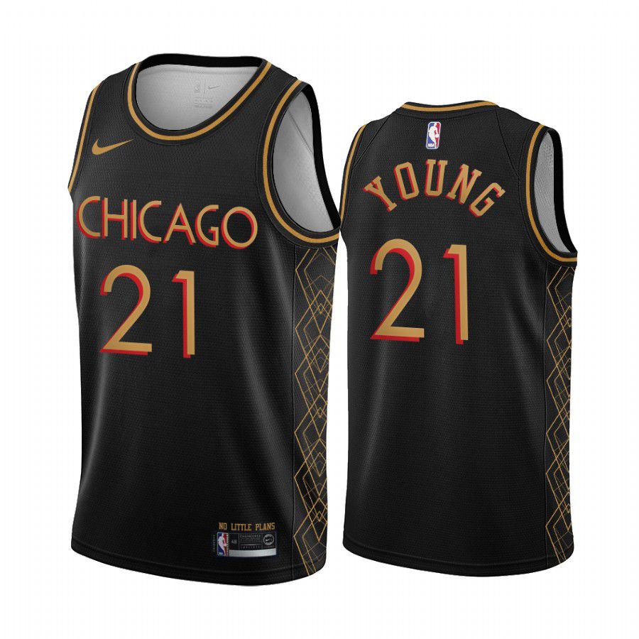 Men Chicago Bulls #21 thaddeus young black motor city edition no little plans 2020 nba jersey->customized nba jersey->Custom Jersey